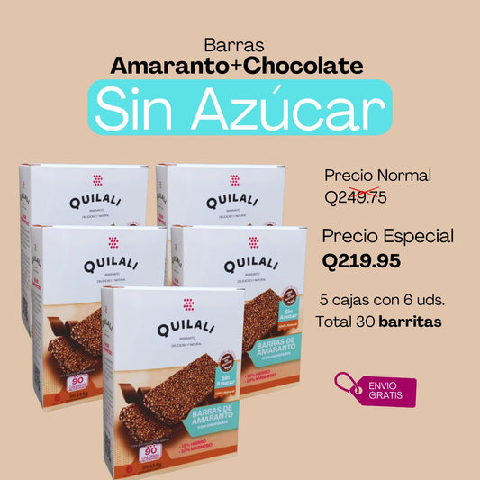 Barras Premium de Amaranto con chocolate Sin azúcar
